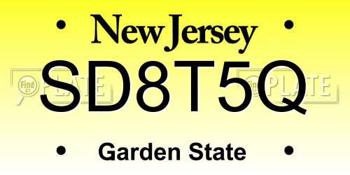 SD8T5Q New Jersey License Plate