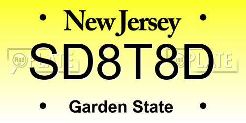 SD8T8D New Jersey License Plate