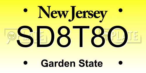 SD8T8O New Jersey License Plate