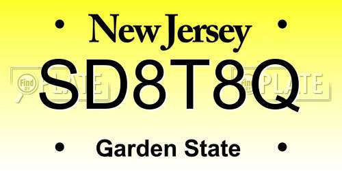 SD8T8Q New Jersey License Plate