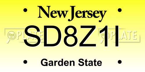 SD8Z1I New Jersey License Plate