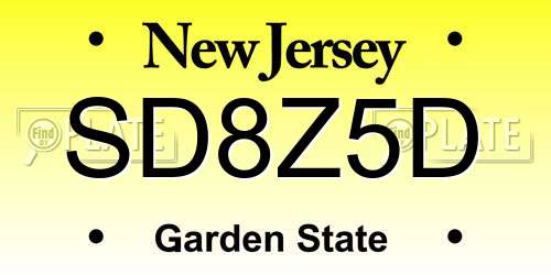 SD8Z5D New Jersey License Plate