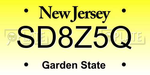 SD8Z5Q New Jersey License Plate