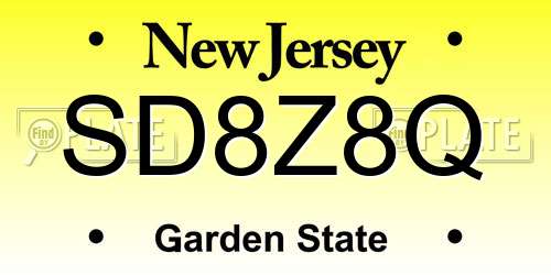 SD8Z8Q New Jersey License Plate