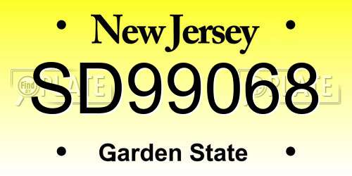 SD99068 New Jersey License Plate
