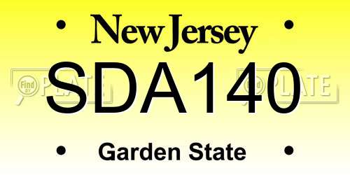 SDA140 New Jersey License Plate