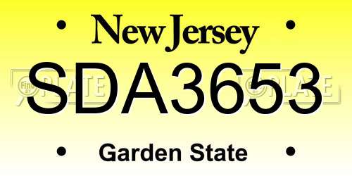 SDA3653 New Jersey License Plate
