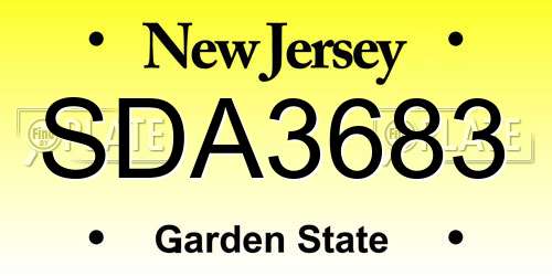 SDA3683 New Jersey License Plate