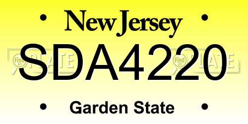 SDA4220 New Jersey License Plate