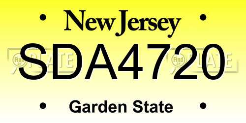 SDA4720 New Jersey License Plate