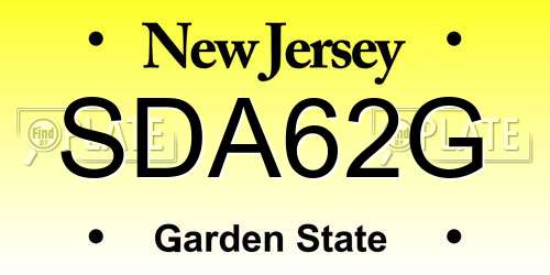 SDA62G New Jersey License Plate