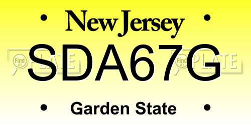 SDA67G New Jersey License Plate