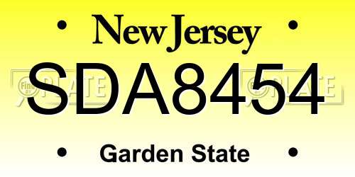 SDA8454 New Jersey License Plate