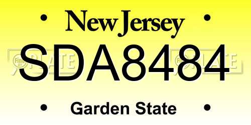 SDA8484 New Jersey License Plate