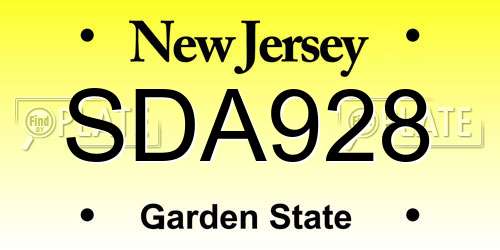 SDA928 New Jersey License Plate