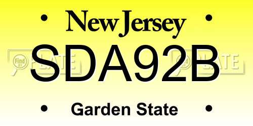 SDA92B New Jersey License Plate