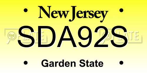 SDA92S New Jersey License Plate