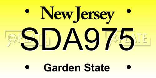 SDA975 New Jersey License Plate