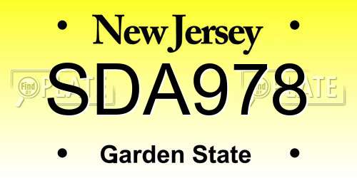 SDA978 New Jersey License Plate
