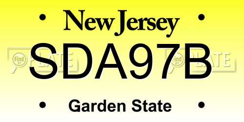 SDA97B New Jersey License Plate