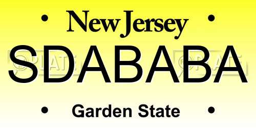 SDABABA New Jersey License Plate