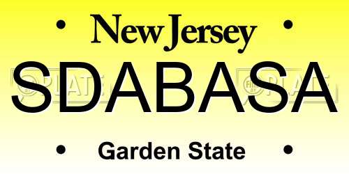 SDABASA New Jersey License Plate