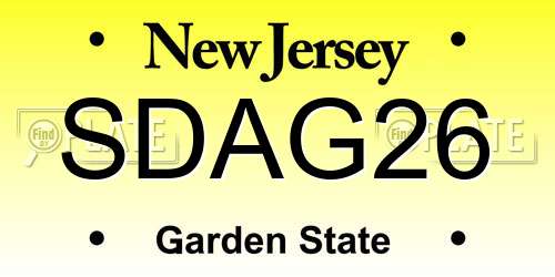 SDAG26 New Jersey License Plate