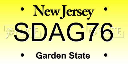 SDAG76 New Jersey License Plate