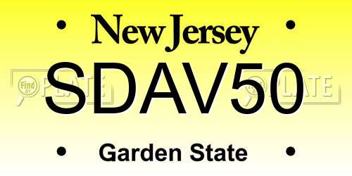 SDAV50 New Jersey License Plate