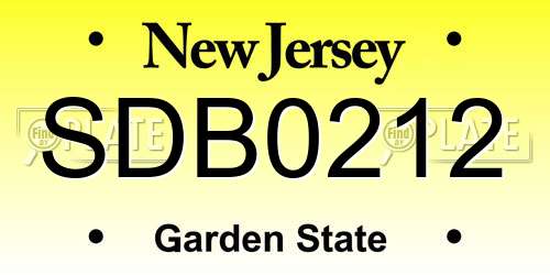 SDB0212 New Jersey License Plate