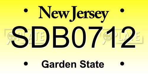SDB0712 New Jersey License Plate