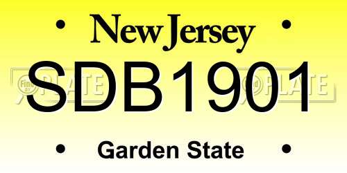 SDB1901 New Jersey License Plate