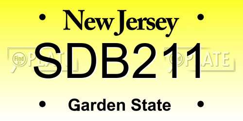 SDB211 New Jersey License Plate