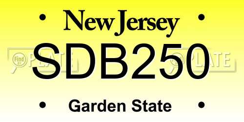SDB250 New Jersey License Plate