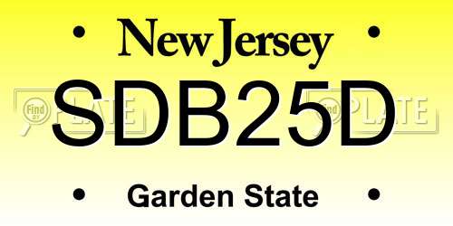 SDB25D New Jersey License Plate