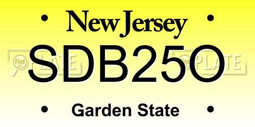 SDB25O New Jersey License Plate