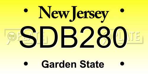 SDB280 New Jersey License Plate