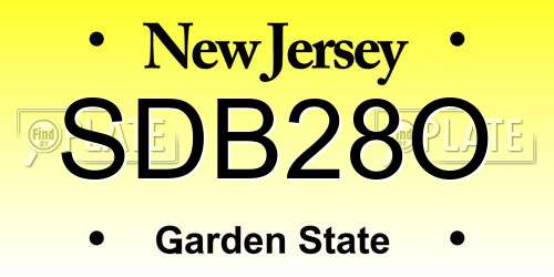 SDB28O New Jersey License Plate