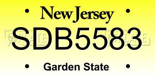 SDB5583 New Jersey License Plate