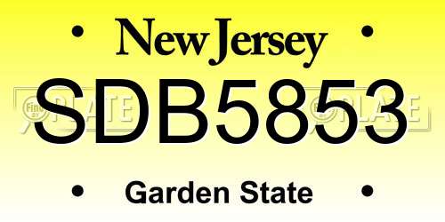 SDB5853 New Jersey License Plate
