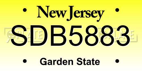 SDB5883 New Jersey License Plate