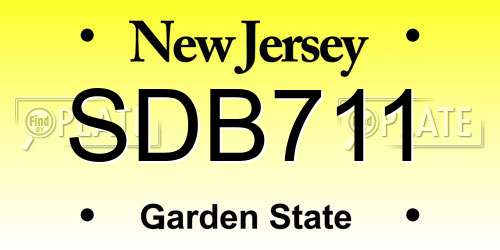 SDB711 New Jersey License Plate