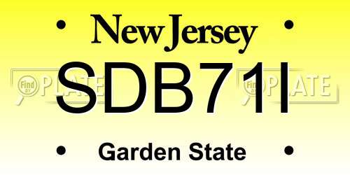 SDB71I New Jersey License Plate