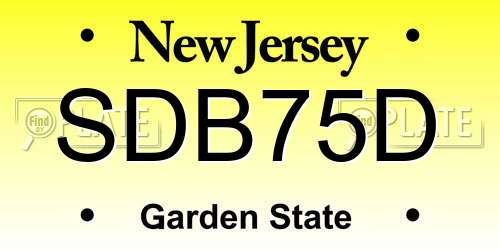 SDB75D New Jersey License Plate