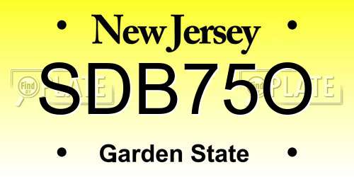 SDB75O New Jersey License Plate