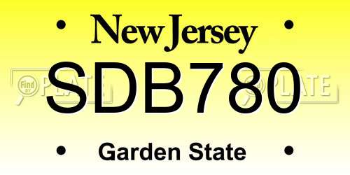 SDB780 New Jersey License Plate