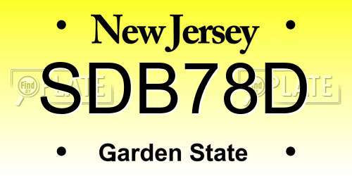 SDB78D New Jersey License Plate