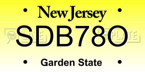 SDB78O New Jersey License Plate