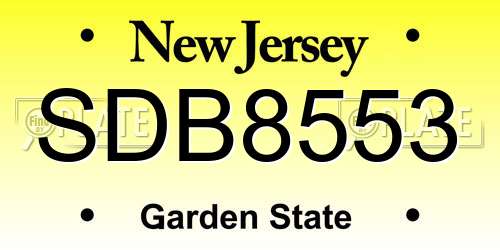 SDB8553 New Jersey License Plate