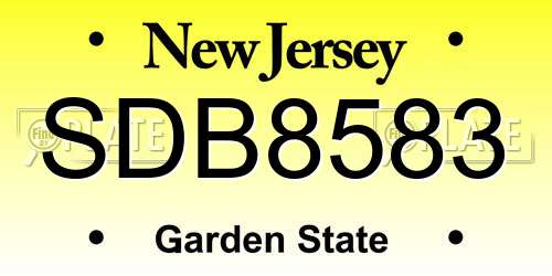 SDB8583 New Jersey License Plate